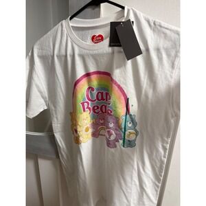 Care Bears Grayson Collective White Graphic TShirt Rainbow Glitter Womens Medium